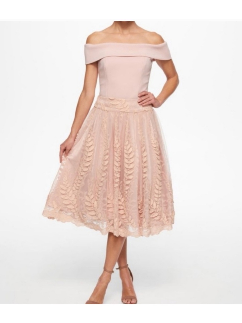 Eliza J Embroidered Tulle A-Line Skirt